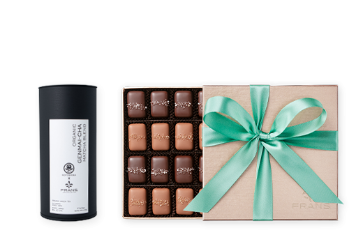 Gray & Smoked Salt Caramels and Petite Genmaicha Tea Pairing